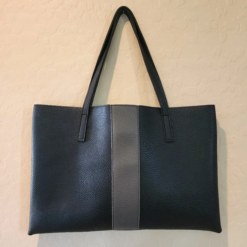 Vince Camuto Black Vegan Leather Purse Luck Tote Computer Shoulder Bag